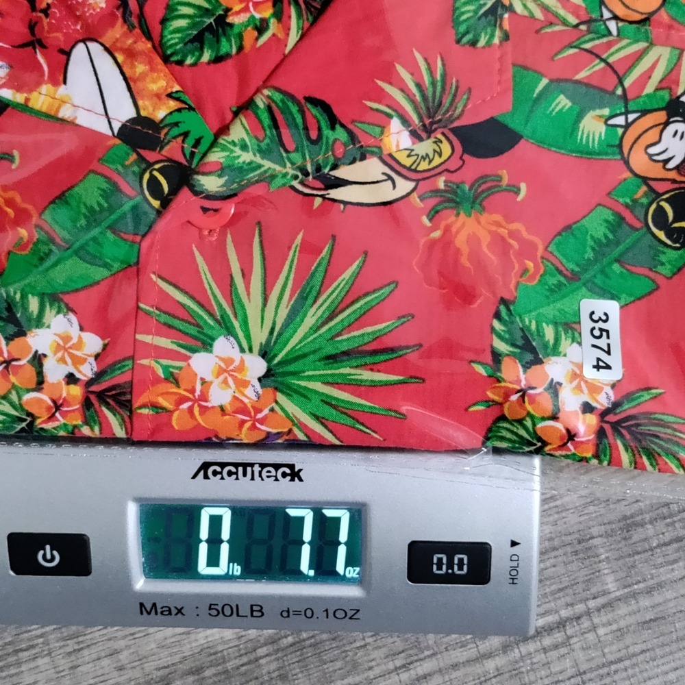 Disney Mickey Mouse Hawaiian Shirt Mens XXL Red Tropical Floral Button Up Aloha - Picture 12 of 12
